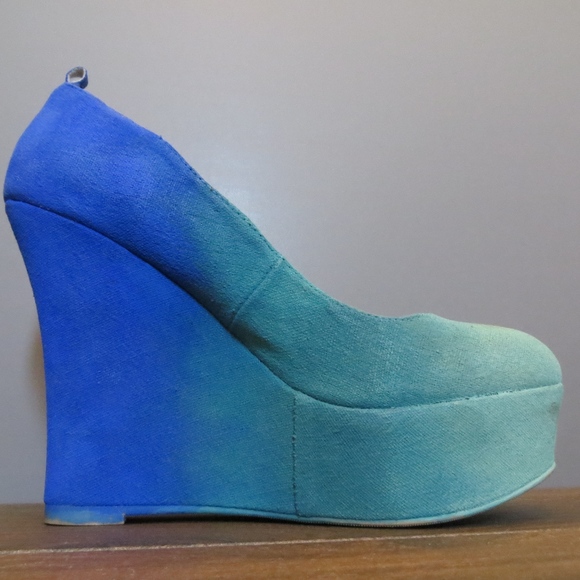 Teal Blue Ombre Wedges - Picture 6 of 8